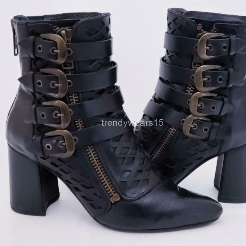 EXCELLENT FREEBIRD BY STEVEN JULIA BLACK BOOTIES - Picture 4 of 12